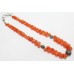 Traditional Necklace 925 Sterling Silver beads orange carnelian stone P 381